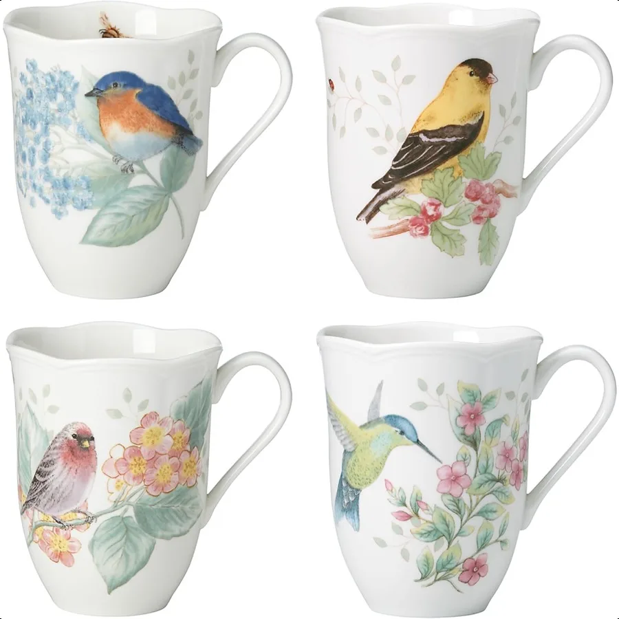 

Lenox Butterfly Meadow Flutter Porcelain Mugs Set of 4 Multicolor