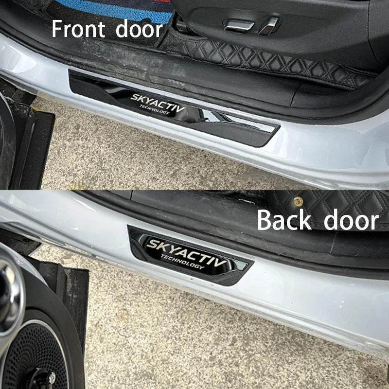 

For Mazda 2 3 5 6 BT-50 CX5 CX30 Tribute Car Door Sills Plates Plastic Stainless Steel Entry Guard Threshold Strips Anti-scratch