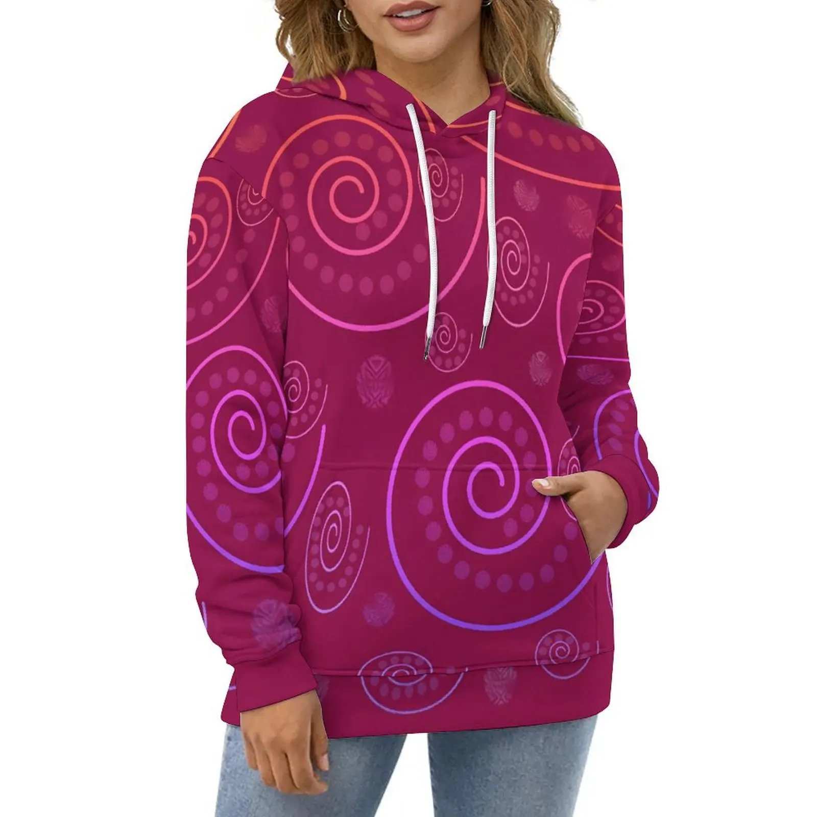 

Abstract Swirls Hoodies Retro Print Hip Hop Casual Pullover Hoodie Long Sleeve Trendy Pattern Sweatshirts Large Size