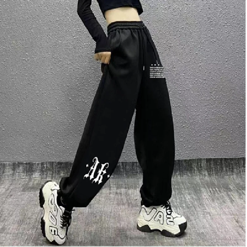 2024 봄 여름 여성을위한 새로운 스포츠 바지 미국 힙합 빈티지 긴 바지 여성을위한 캐주얼 모든 경기 패션 바지