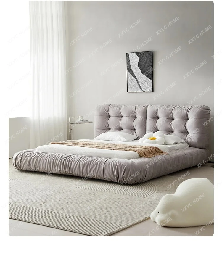

DD Cloud fabric bed Modern simple floor-to-ceiling bed Master bedroom double wedding bed