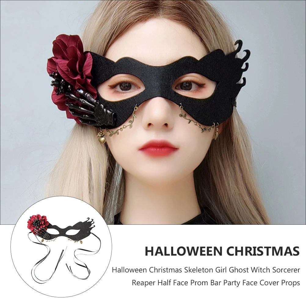 

Half Face Covering Props Performance Mask Halloween Decorative Dress Up Party Cosplay Felt Cloth Dancing Masks Miss Skull