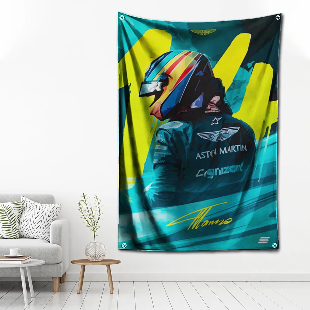 3x5 Ft Racing Astons Martins Flag Polyester Digital Printing Banner for Fernando Alonsos Garage Wall Art Out Door Decoration