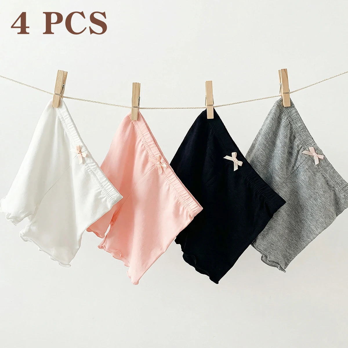 Girls’ Solid Color Leggings Set – 4-Pack, Comfortable & Breathable for Spring & Summer
