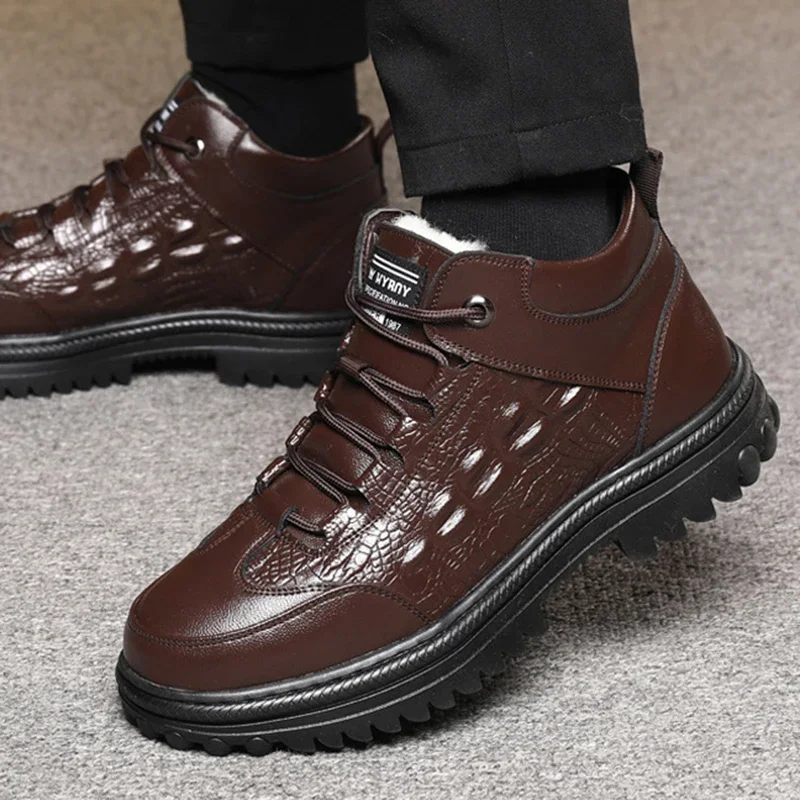 Herren Echt leder Krokodil druck Turnschuhe Herren Freizeit schuhe Luxus britische Mode Lederschuhe Wolle in warmen Schneeschuhen