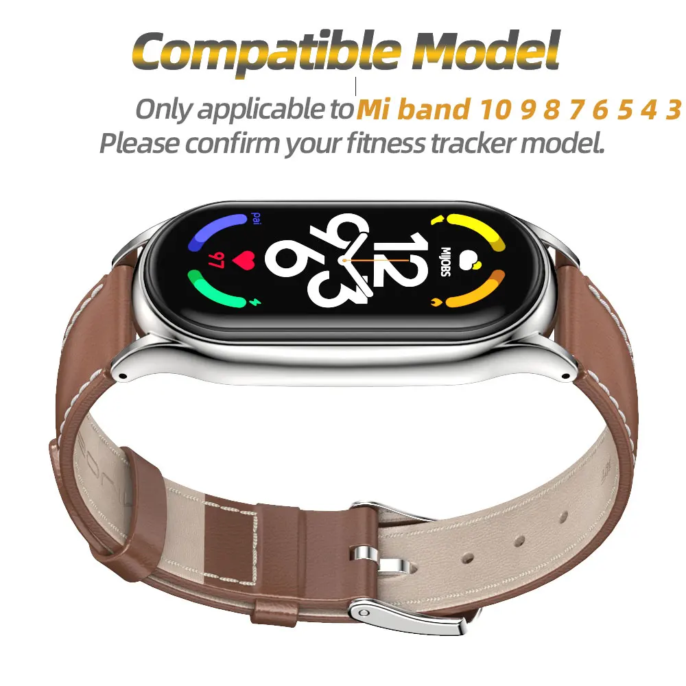 Mi Band 10 9 8 7 6 5 Strap Leather Bracelet For Xiaomi Smart Band 9 Smart Watch Miband 8 Wrist Strap