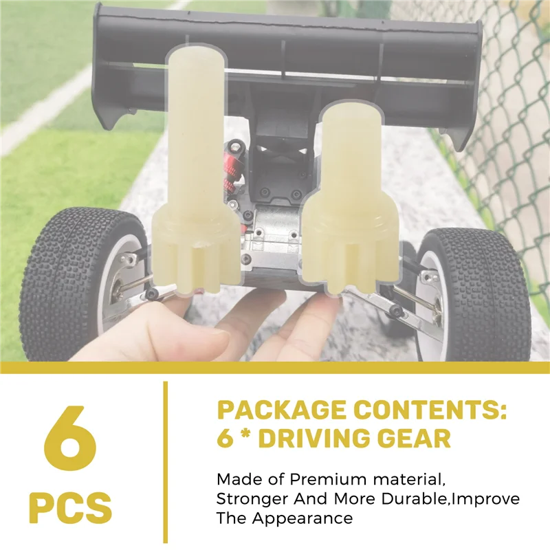 6Pcs Driving Gear Set for WLtoys K969 K979 K989 K999 1/28 RC Cars, Durable Plastic Pinion Gears