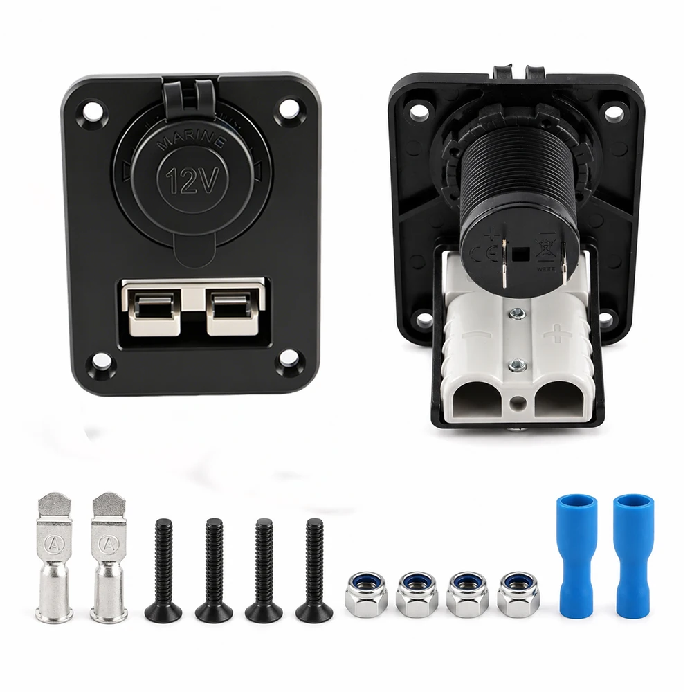 12-24V 50A 1/2/4er-Pack Unterputz-Ladepanel-Kit, Auto-Zigarettenanzünder & Stromanschluss für Wohnmobil, Anhänger, Solar- und Gabelstapler-Ladung