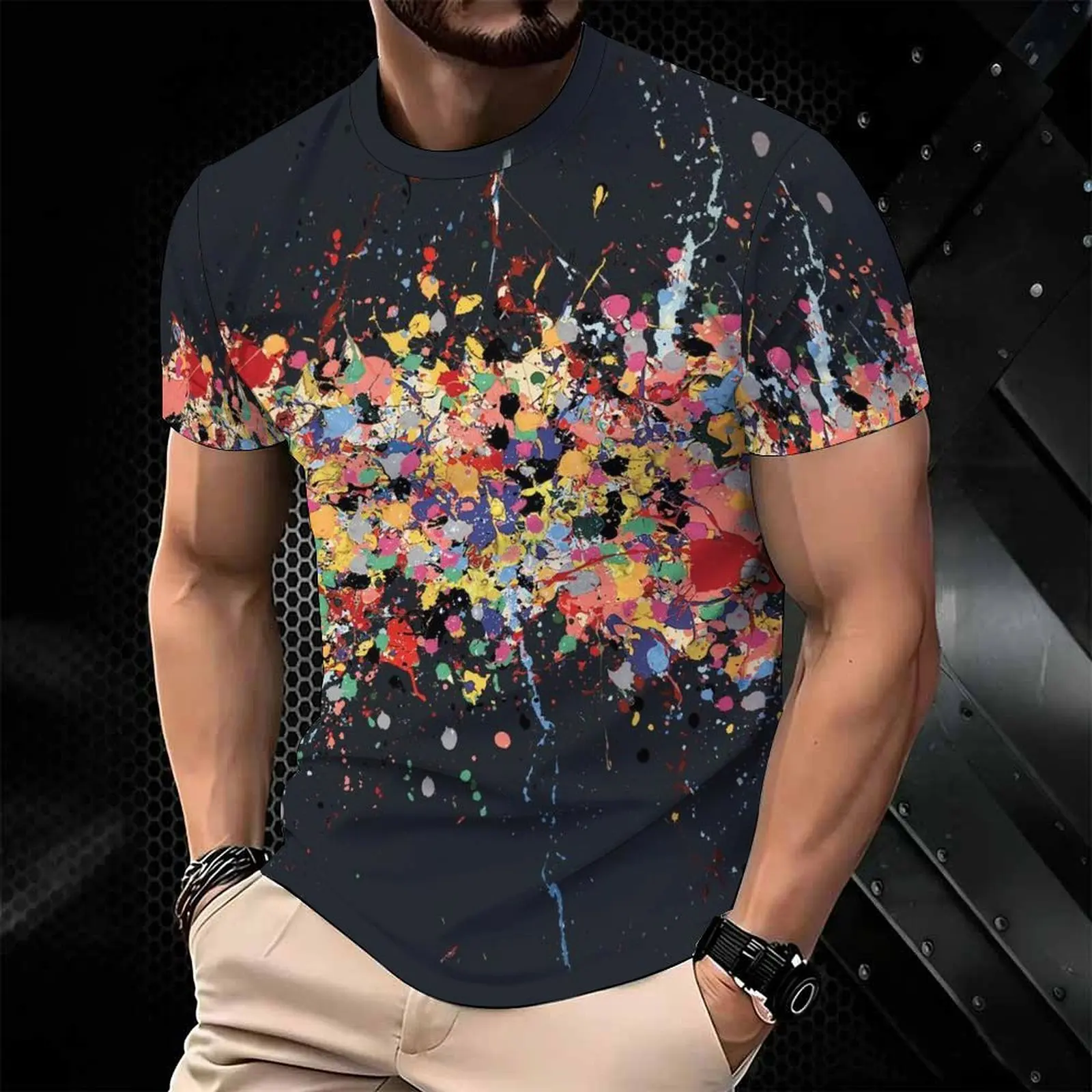 Men Print T Shirt Short Sleeve Crew Neck Casual Summer Fashion Tees Tops For Daily Outdoor Wear