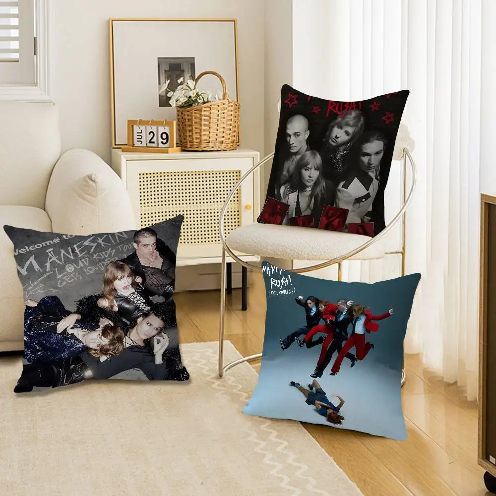 Rock Band M-ManeskinS Pillow Covers Cartoon Sofa Decorative Home Double-sided Printing Short Plush Cute Cushion Cover