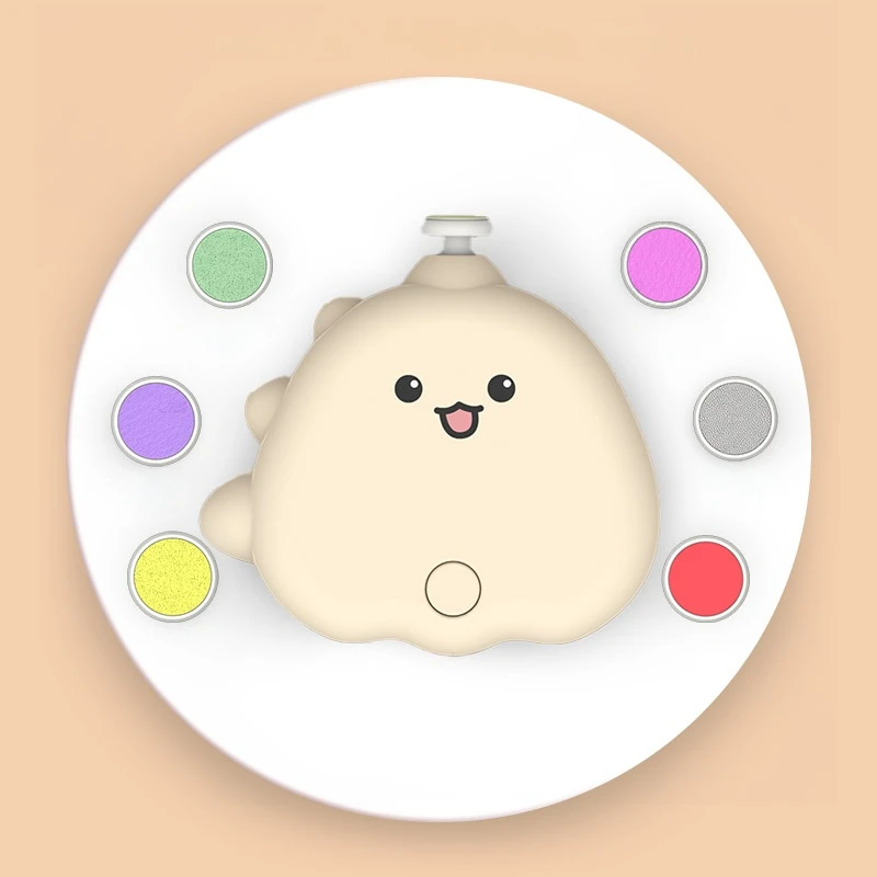 かわいい恐竜電動ネイルグラインダー、赤ちゃん用電動マニキュアリムーバー、アンチスクラッチ、ポータブル爪切り、爪トリミング