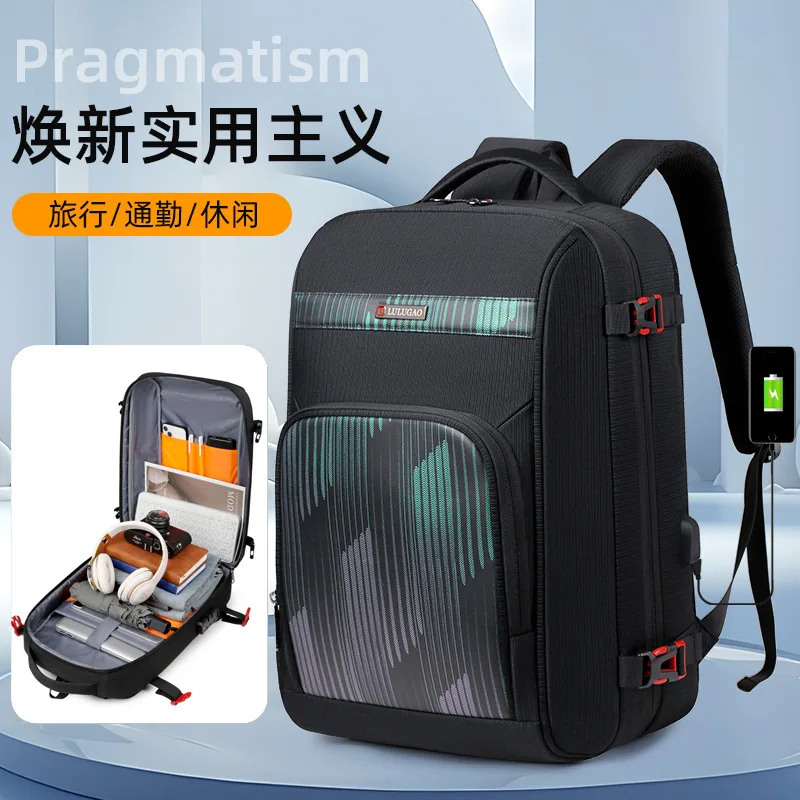 Combination Oxford Laptop Backpack Men Business Travel Bag Premium Large Capacity Casual Work Commuter Rucksack