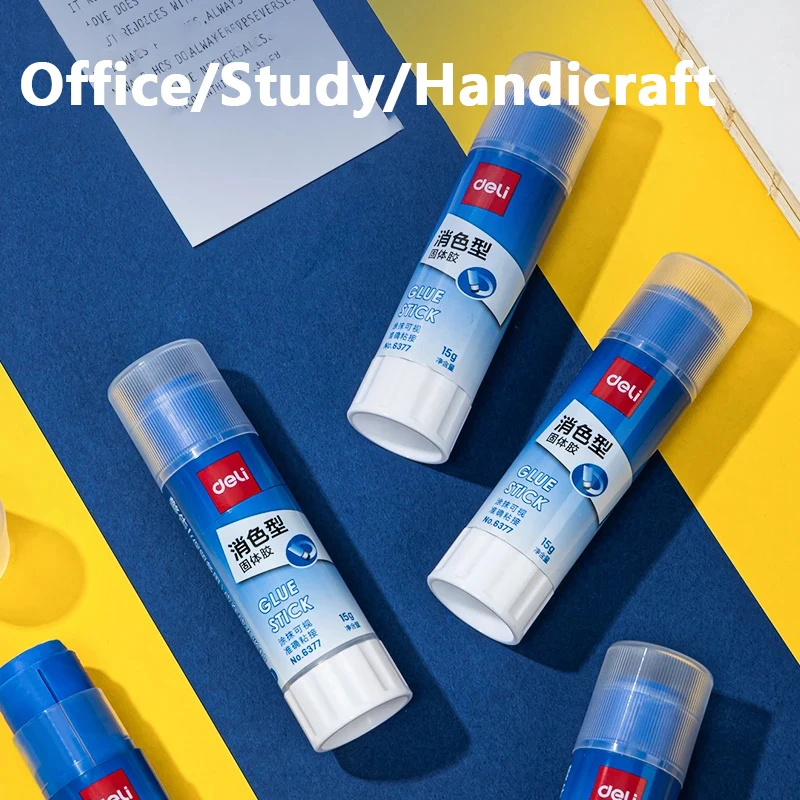 Deli 15g Discoloration Solid Glue Stick  Non-Toxic Professional High Viscosity Ideal For Office Learning Stationery Supplies