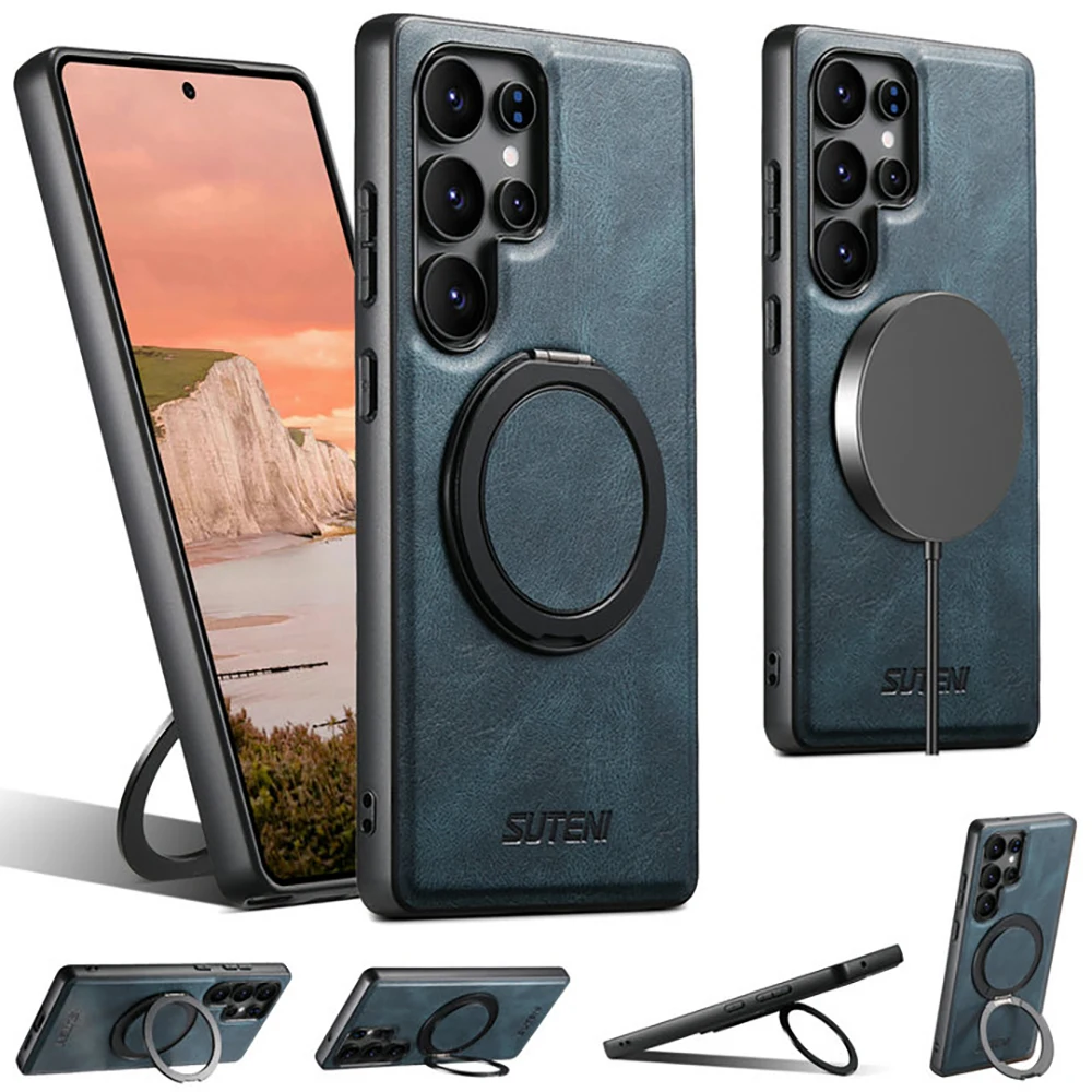 

Роскошный чехол для Samsung Galaxy S25 Ultra 5G с беспроводной зарядкой и магнитным задним кольцом для Galaxy S22 S23 S24 S 25 Ultra Etui