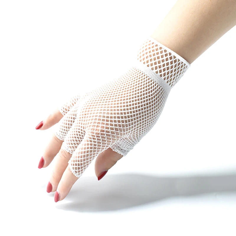 1Pair Half Finger Stretch Unisex Short Fishnet Gloves Fashion Girl Fingerless Mesh Glove Punk Rock Fancy Night Club Sexy Gloves