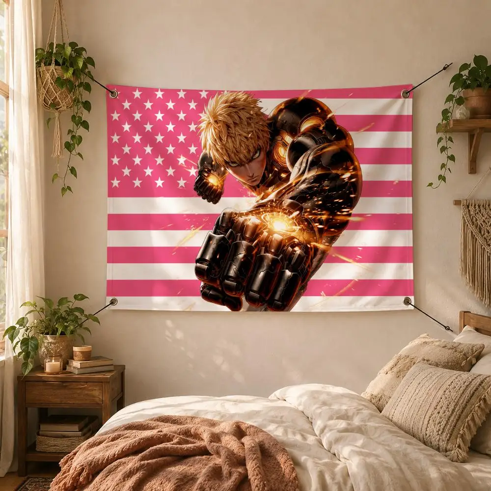 Hero Anime Character G-Genos Flags Decorative Flag Banner for Outdoor Garden Yard Camping Party Home Wall Hanging Decor
