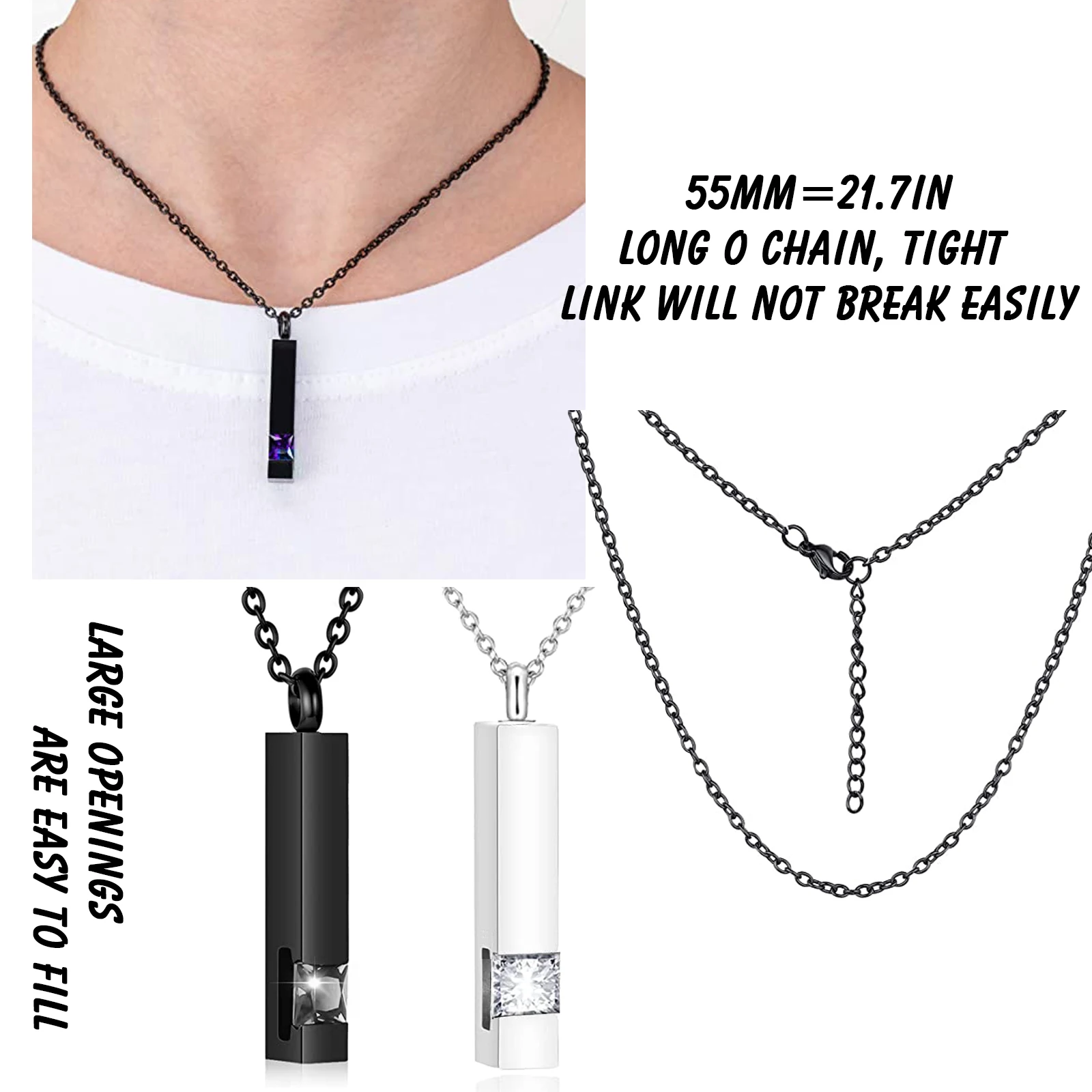 Crystal Urn Pendant Necklace Memorial Stainless Steel with CZ Necklace Urn Locket Keepsake Cremation Jewelry for Ashes