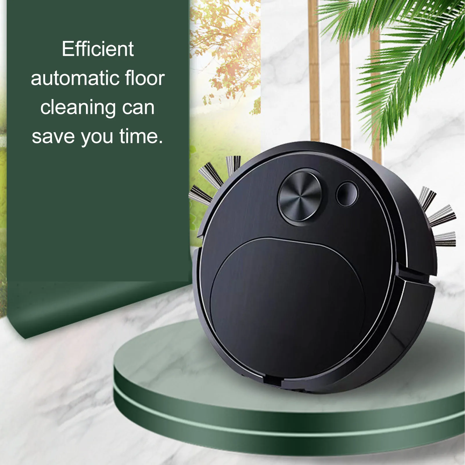 

3 in 1 Rechargeable Intelligent Sweeping Robot - Black Low Noise Vacuum for Home Office Hair Dust Cleaning