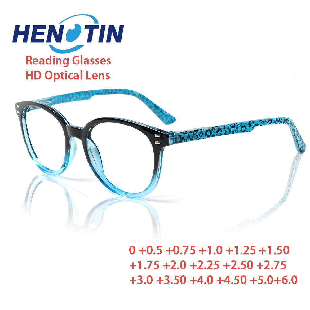 

Anti-Blue Light Reading Glasses Ladies Fashion Presbyopia Glasses Round HD Lens Prescription Glasses Diopter+0.5+1.0+2.0+3.0+4.0