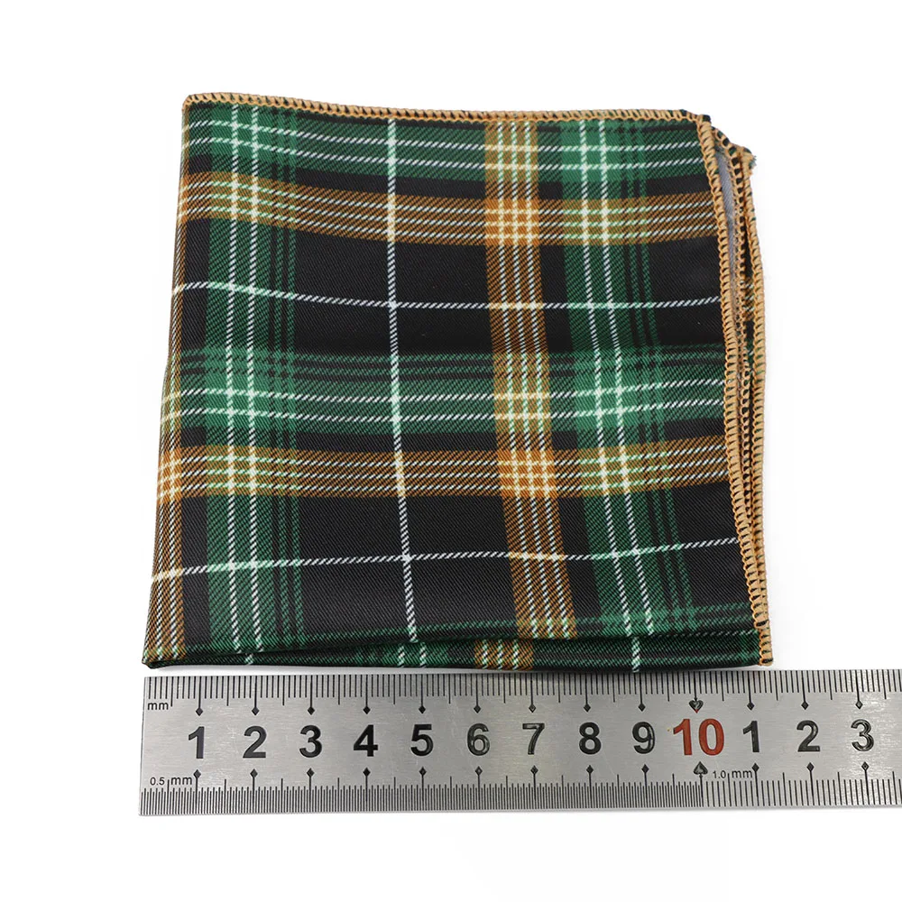 23CM Plaid Polyester Handkerchief Retro Pocket Square Is Suitable For Man Formal Leisure Suit Gift Wedding Party Accessories
