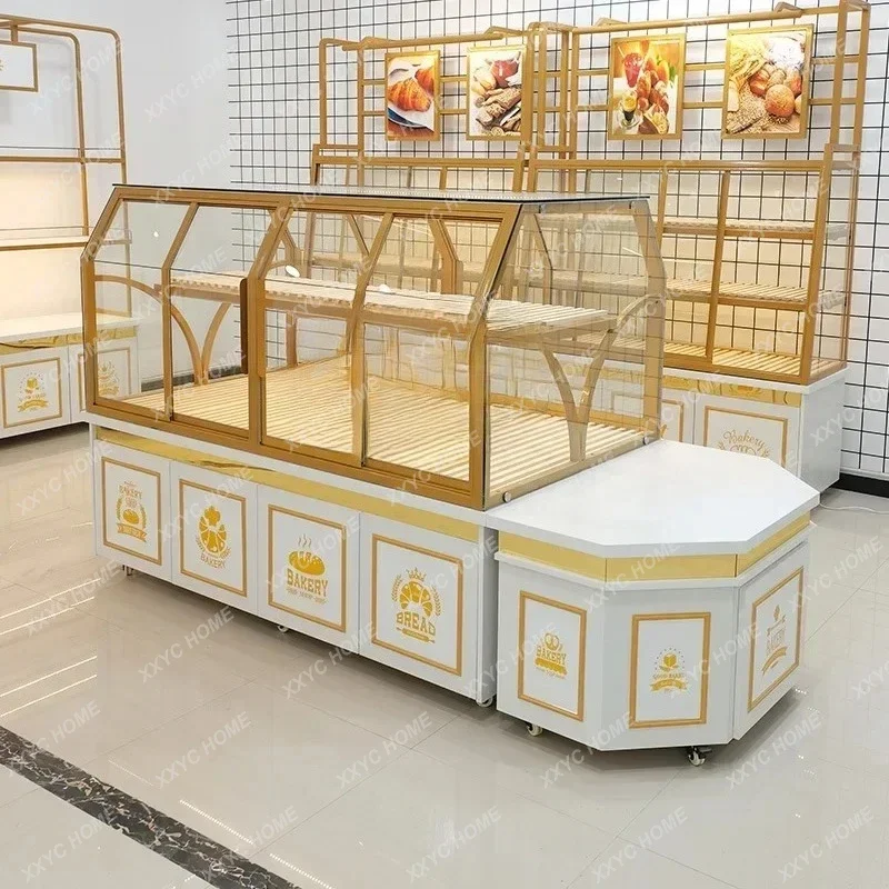 A Bread Display Side Cabinet Baking Shelf Commercial Glass Cake Model Sample Cabinet
