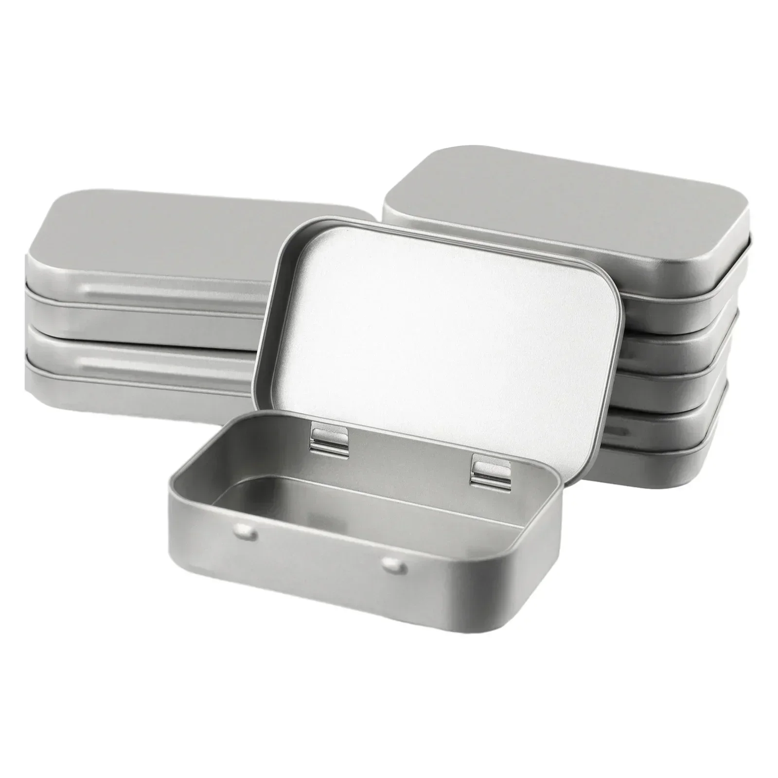 6Pcs Metal Box Tin-Plated Container Empty Hinged Lid Small Empty Storage Box Christmas Candy Chocolate Storage Box Wholesale