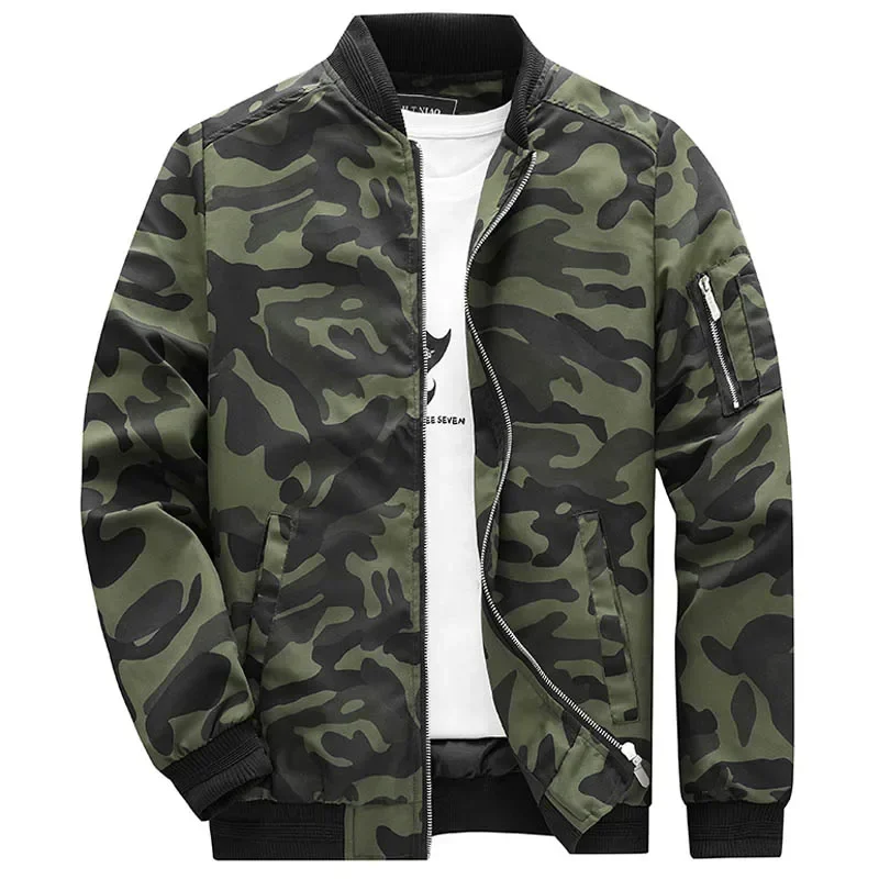 Spring Fall Motorcycle Bomber Jacket Men Retro Pilot Military Camouflage Coat Casual Baseball Jackets Varsity Jackets Streetwear