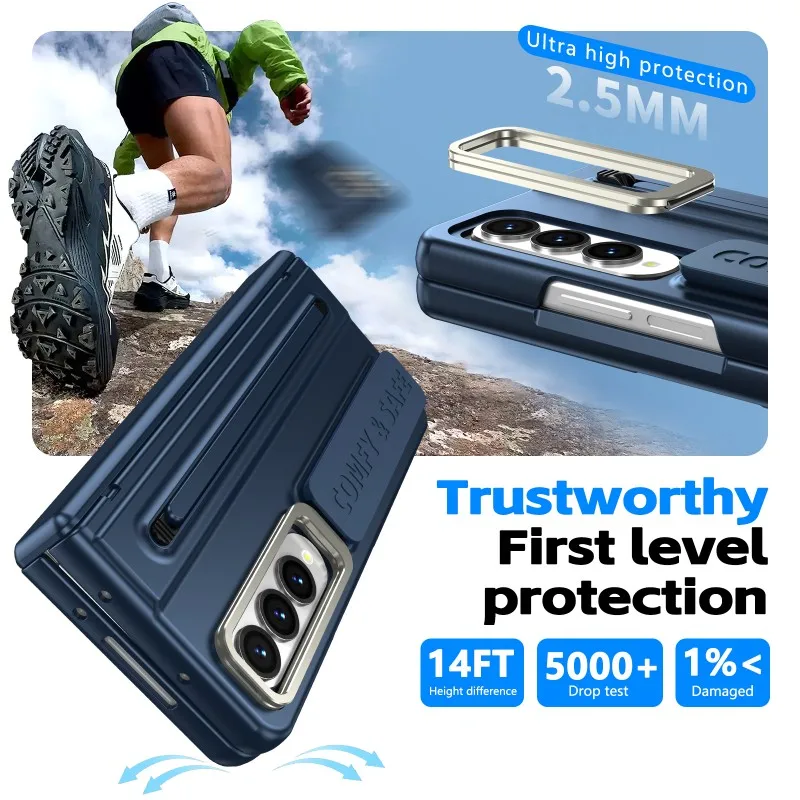 Etui na telefon Samsung Galaxy Z Fold 7 6 5 4 3, z folią HD, uchwytem na obiektyw, z piórem, etui all-in-one, wygodne w użyciu. — zdjęcie produktu 2