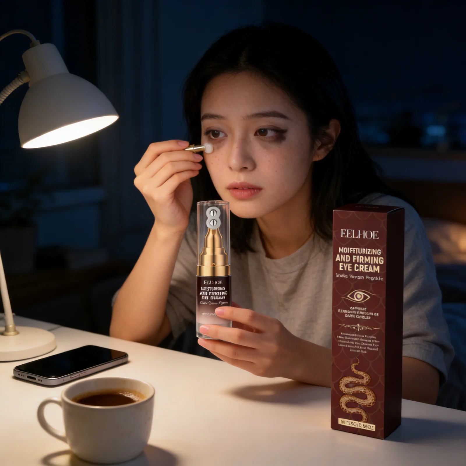 

Крем для контура глаз EELHOE с пептидами змеиного яда: устранение темных кругов, разглаживание морщин, увлажнение кожи, кофеиновый крем для глаз