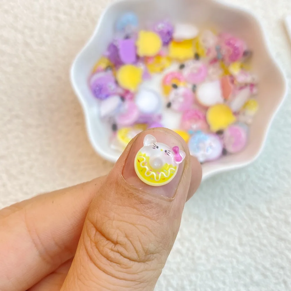 50PCS 3D Resin Cartoon Animal Sanrio Donut Series Nail Art Charms For Manicure Decor Nails Decoration Supplies Material