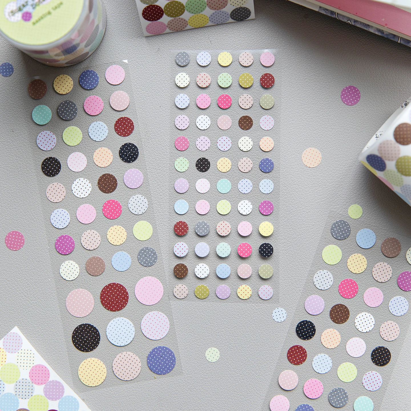 

Morning Rain Colorful Polka Dot Stickers Ins Salt Series Round Dot Decorative Small Pattern Book Mark Stickers Journal Tape