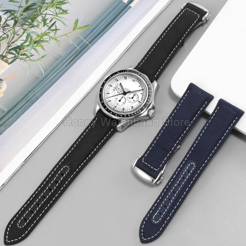 High Strength TearProof for Omega Citizen Snoopy 310 600 Swatch Nylon Watch Strap Flat Interface Steel Buckle Waterproof Outdoor view 4