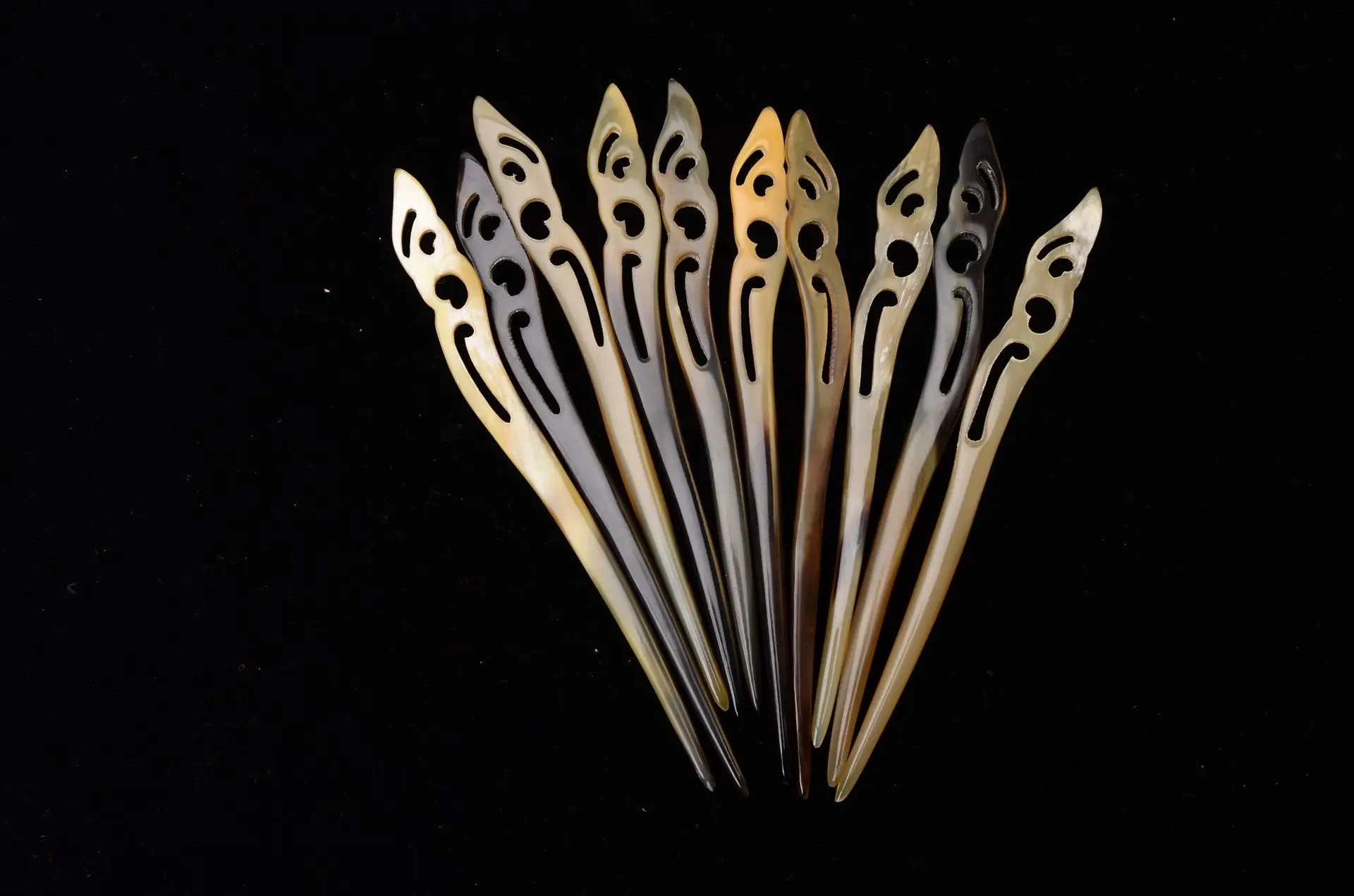 Épingles à cheveux en corne de yak naturelle, évidées, carrées, multi-styles chinois, style rétro exquis, vente en gros