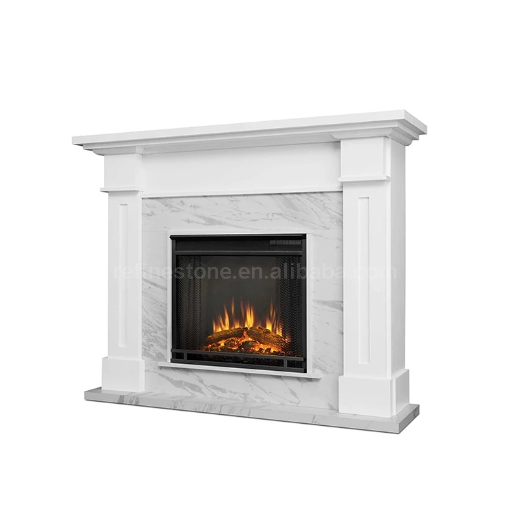

White Marble Fireplace Decoration Mantel