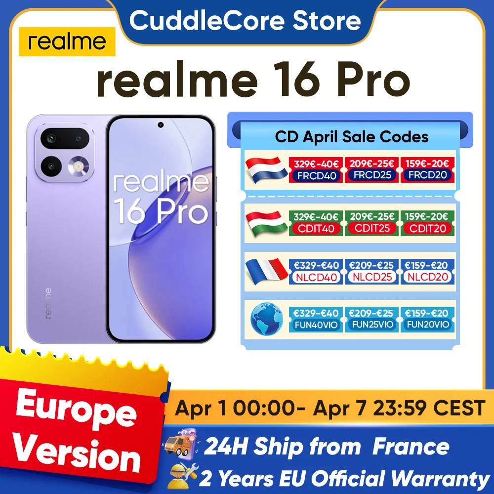 realme 16 Pro 5G Versão Global Smartphone MediaTek Dimensity Max Câmera de 200MP Bateria de 6500mAh Tela AMOLED 144Hz