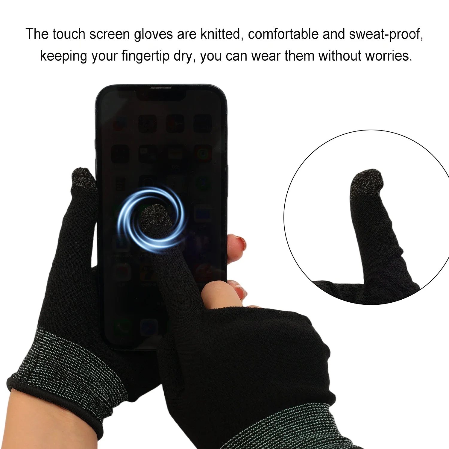 Finger Thumb Sleeve Gloves Breathable Sweat Proof Highly Sensitive Gaming Tablet Gloves for IPhone IPad Samsung Xiaomi Google - view 3