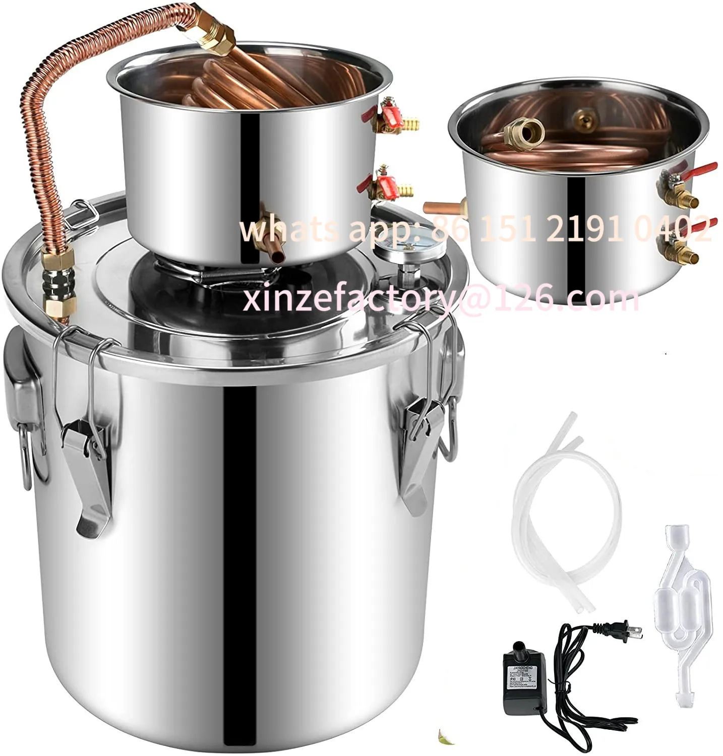 Customizable Alcohol stills with circulating pump Copper tubing, homemade beer, built-in thermometer