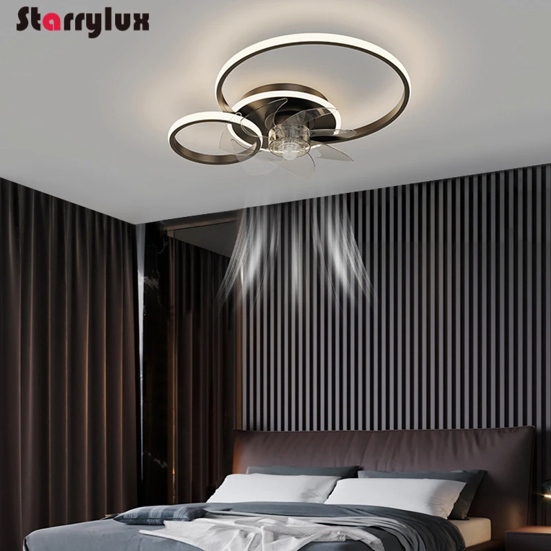 Juego de luces para ventiladores de anillo nórdico 2 en 1, ventilador de techo moderno con lámpara LED para sala de estar, comedor y dormitorio