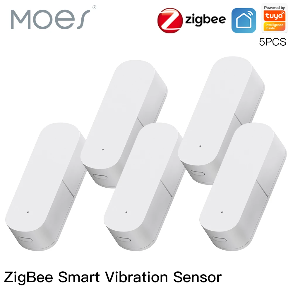 Rilevamento del sensore di vibrazione intelligente MOES Zigbee, notifica dell\'app Tuya Smart Life, allarme di Shock di movimento in tempo reale,