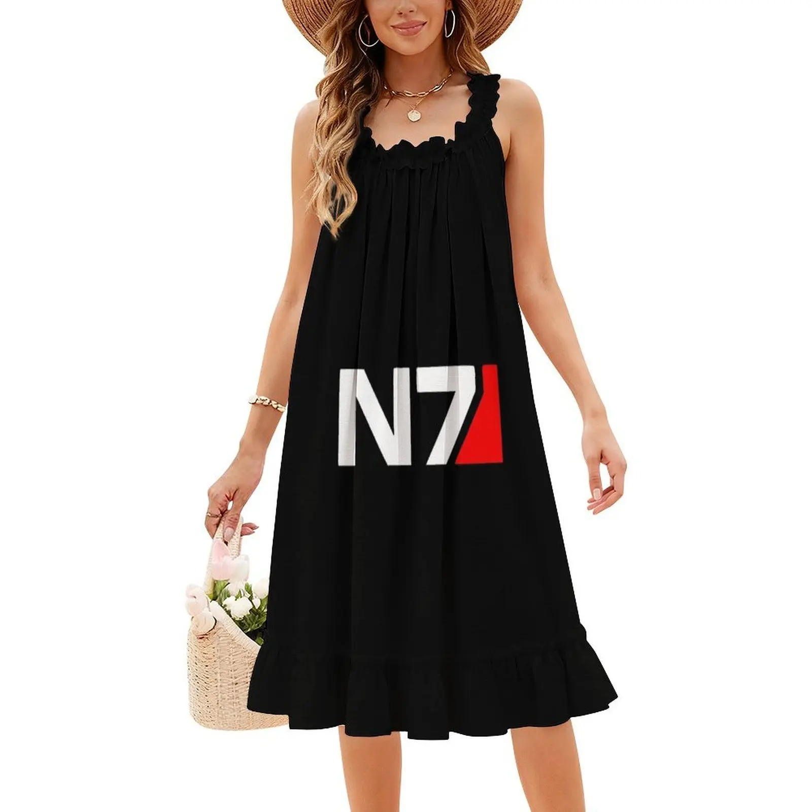 Mass Effect N7 여성용 힙합 스트리트웨어 드레스 그래픽 프린트 파티 클럽웨어 로고 Mass Effect N7 베스트 여성 드레스