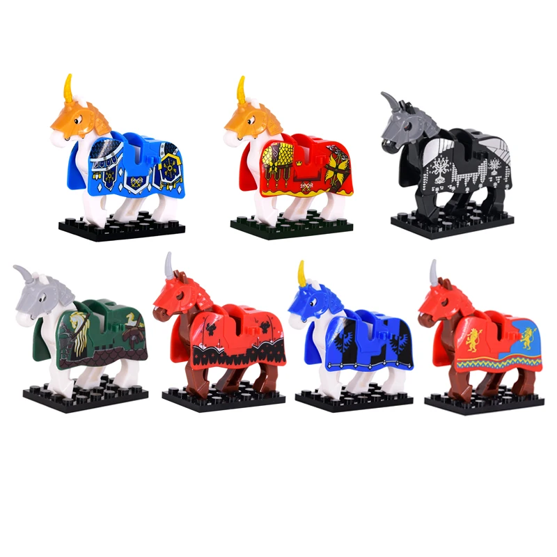 Blocs de construction, ensemble de modèles de chevaux fantastiques médiévaux, divers modèles d'armure de Cape, figurines de jouets jouables détaillées pour enfants, collectionneurs