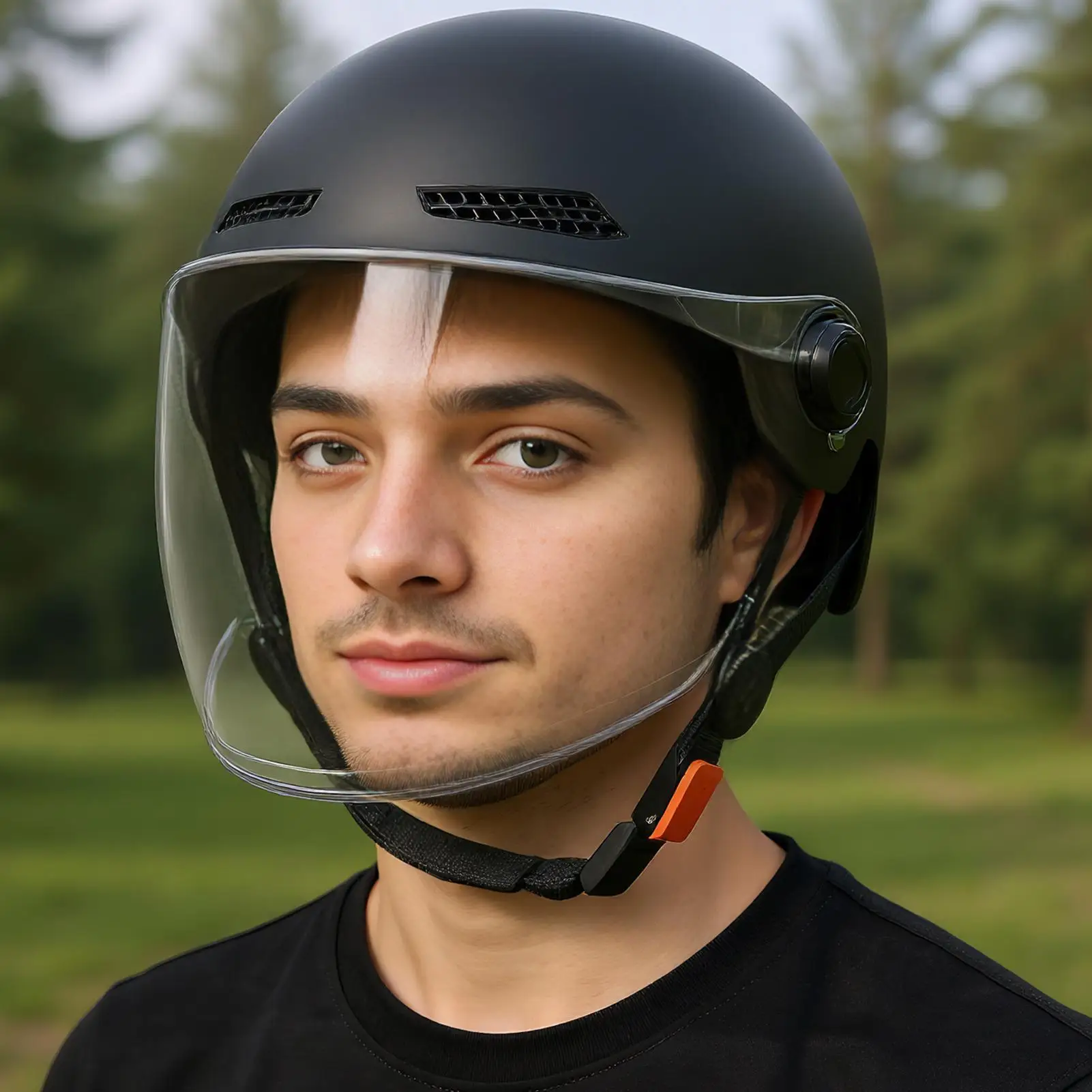 

Half Helmet Motorcycle Helmets Open Face Sun Protection Retro Quick Release Hat for Women Youth Riding Motor Scooter ATV