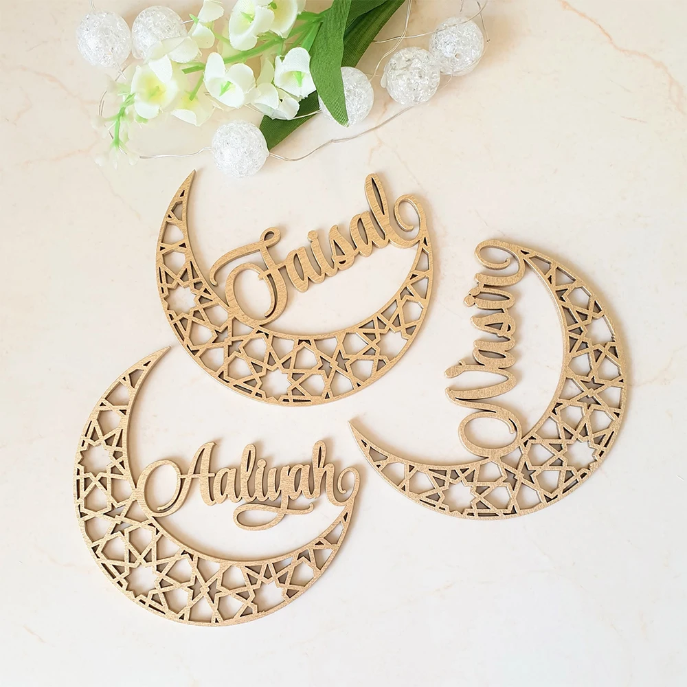 ส่วนบุคคล Eid Decor Ramadan tree decor เครื่องประดับรอมฎอนที่กําหนดเองไม้ส่วนบุคคลเครื่องประดับ slamic Eid Mubarak แท็กของขวัญ