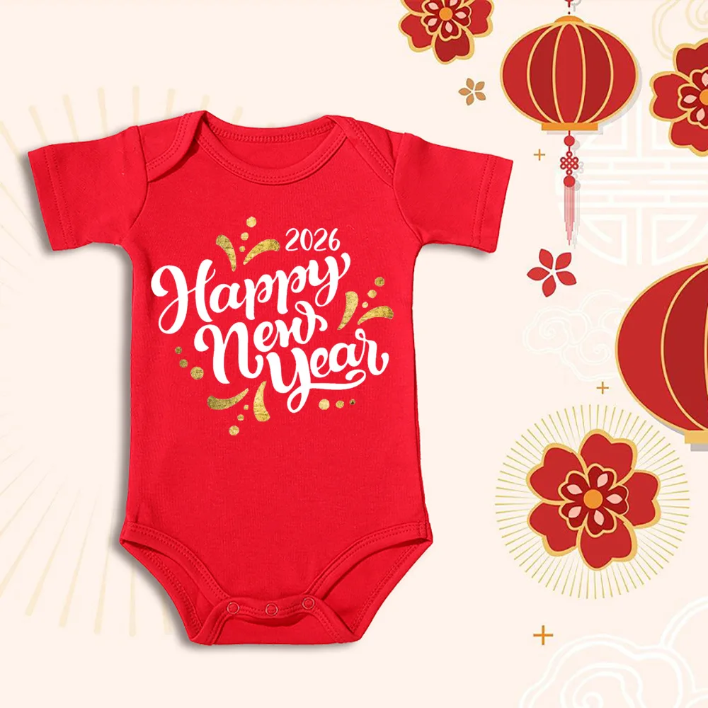بلدي 1st السنة الجديدة 2026 الطفل الأحمر القطن رومبير الطفل Babygrow ملابس النوم الوليد القادمة المنزل الزي إعلان الطفل #3