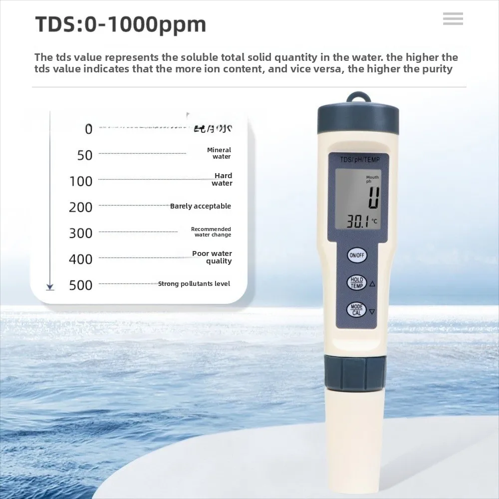 3 in 1 Water Quality Test Pen Backlit Display Multi-Parameter Digital Water Quality Monitor High Accuracy Water Quality Analyzer