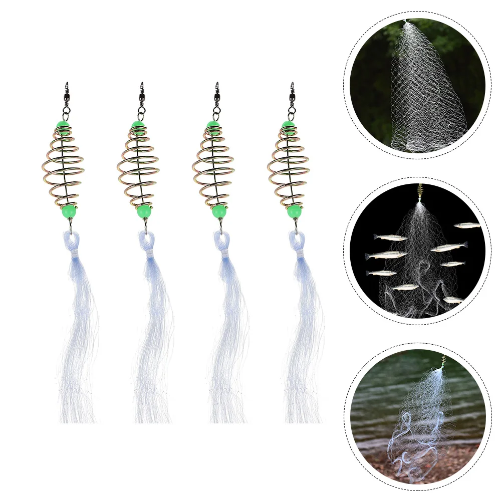 

4pcs Fishing Nets Durable Nylon Waterproof Portable Net for Freshwater Saltwater Multipurpose Fish Trap Accessories