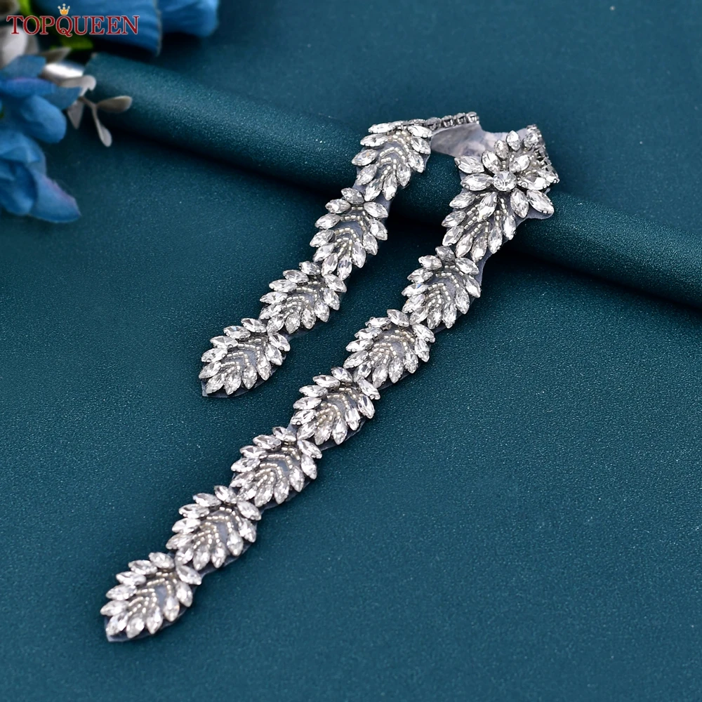 TOPQUEEN accesorios de boda vestido para ocasión Formal Liga de lujo cinturón de diamantes de imitación vestido de liga vestido de noche para novias Weddin S41