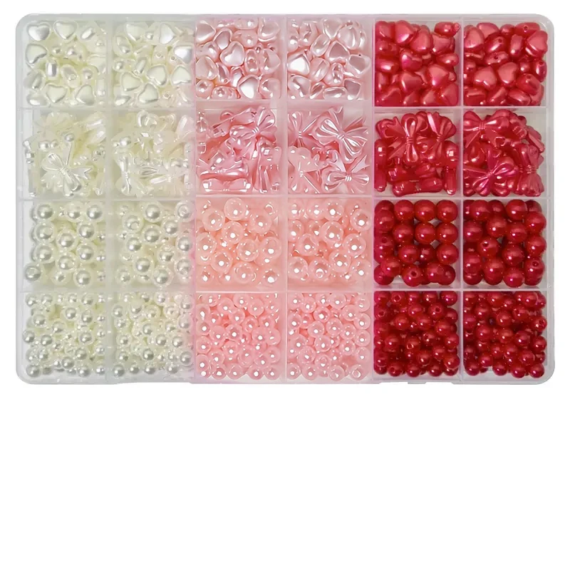 748pcs 6-20mm 24-grid Box of Love Color Beads, Acrylic Beads. Bowknot Heart-Shaped, Beads. DIY Bracelets, Necklaces, Mobile Phon image 6