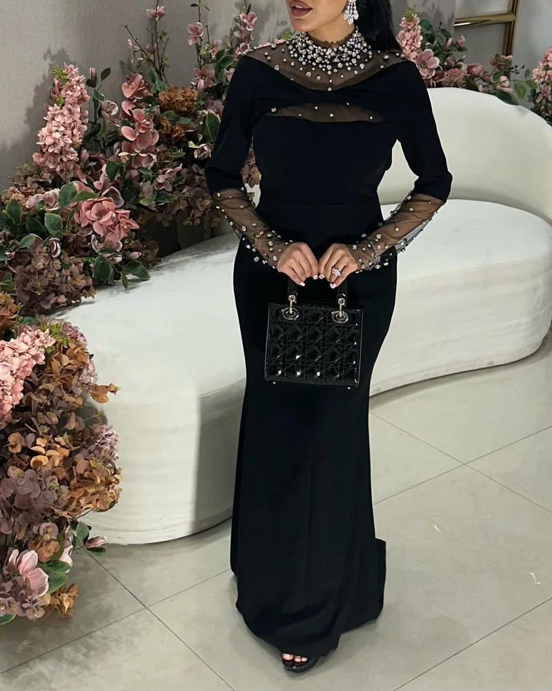 Serendipity Long Evening Dress 2024 فساتين مناسبة رسمية For Sexy Women Luxury O-Neck Shiny Crystal Cocktail Party Prom Gowns