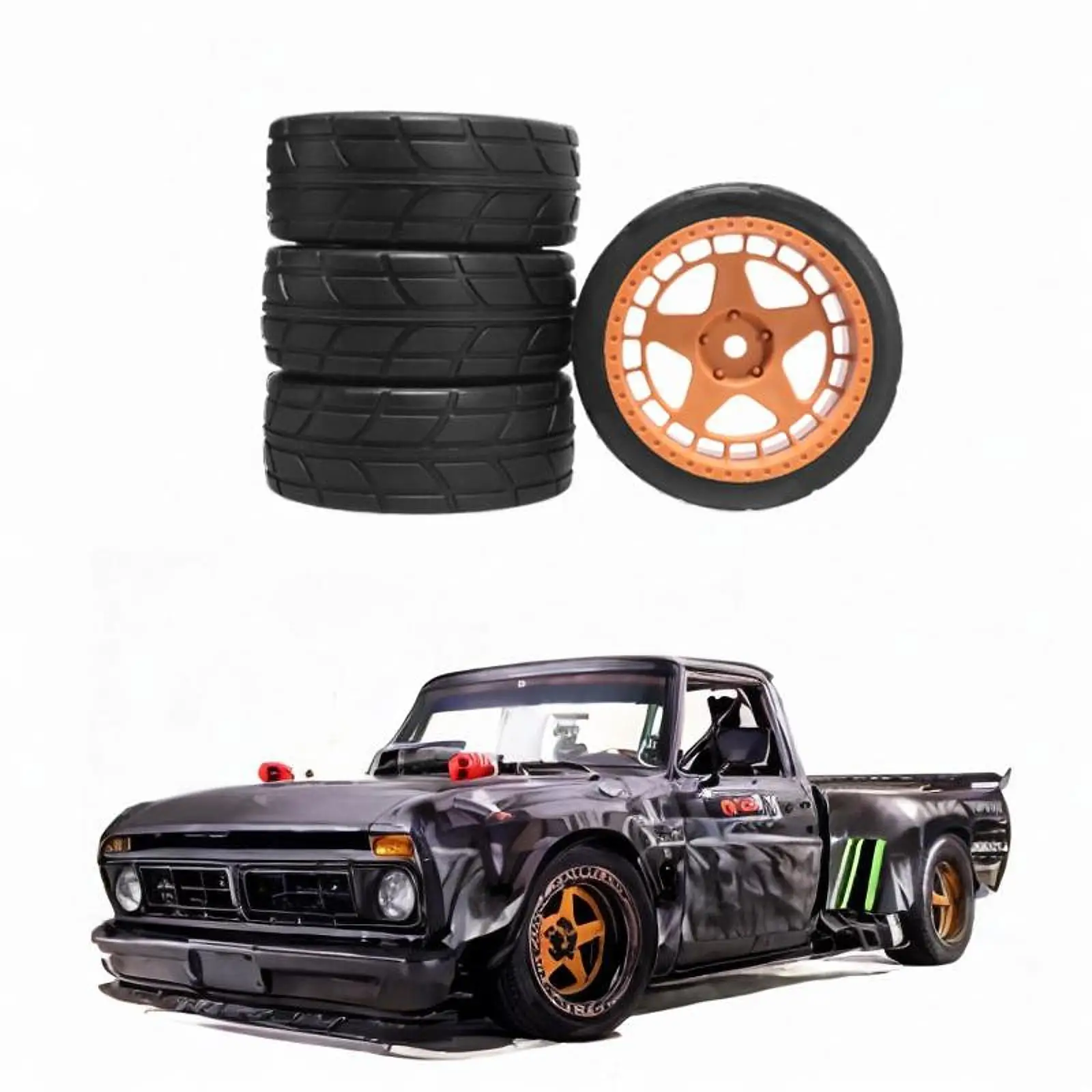 

4 Pieces 1: 10 Drifting Wheels Tires Set Replace Practical Rally Drifting Tyres